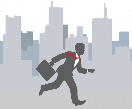 Busy business person hurrying to appoint in big city rush hourのイラスト素材