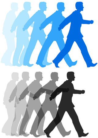 Animation style sequence of business person starting to walk confidently forwardのイラスト素材