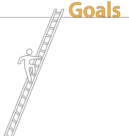Person climbing upward on a ladder to achieve lofty goalsのイラスト素材