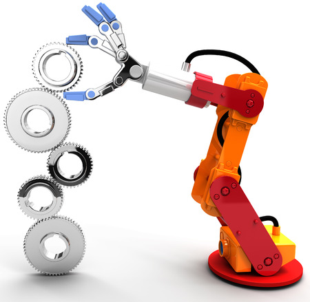 Robotic arm to find and choose best Technology job search solutionの写真素材
