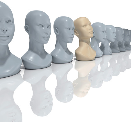 Unique visionary person standing out from average people to find dreamの写真素材