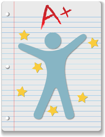 Back to School stars on ruled notebook paper supply A+ grade for studentのイラスト素材