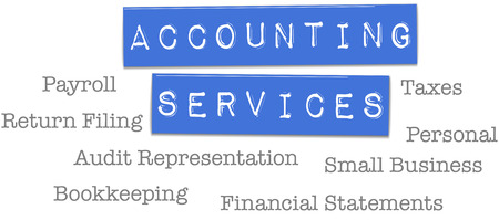 Small business accountant tax preparation bookkeeping services on plastic labelsのイラスト素材