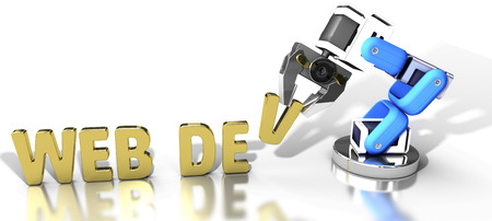 Robotic arm automatically builds website as web development technologyの写真素材