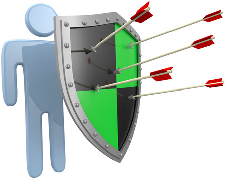 Safe security shield protection for a person from risk danger threatの写真素材