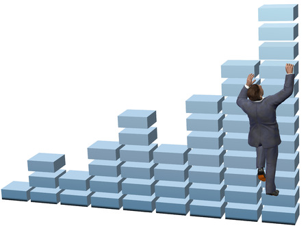 Person climbing up business growth chart to successの写真素材