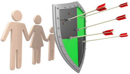 Safe security insurance policy shield protection for family riskの写真素材