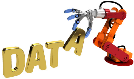 Robot arm automatic data storage and data center database technologyの写真素材