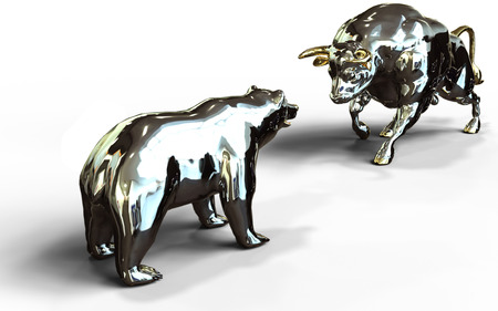 bull and bear stock market face off in battle for stock market financial growth futures
の写真素材