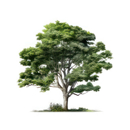Deciduous tree isolated on white AI Generatedの素材