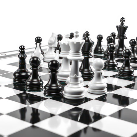 Chessboard isolated on white AI Generatedの素材