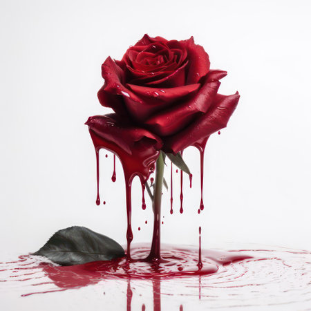 Red rose isolated on white AI Generatedの素材