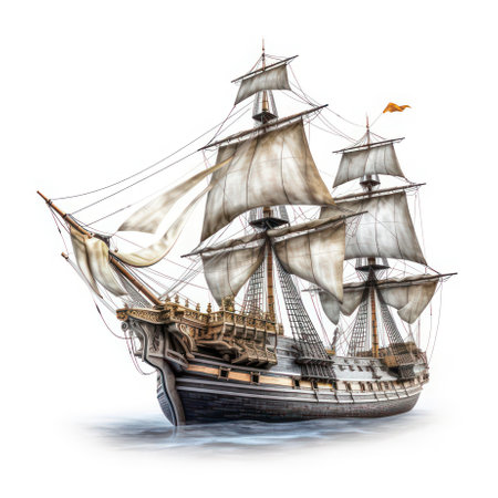 Ancient sailing ship AI Generatedの素材