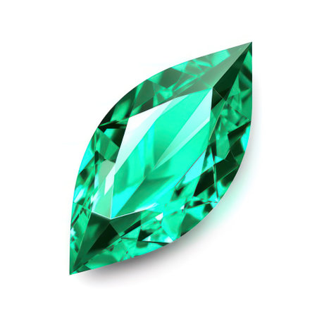 Emerald marquise cut isolated on white AI Generatedの素材
