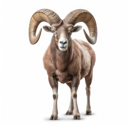 Bighorn sheep isolated on white AI Generatedの素材