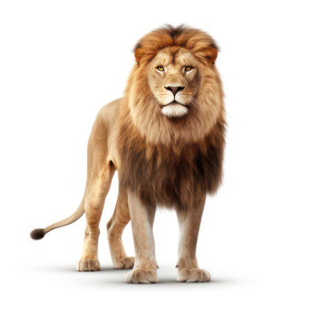 African male lion isolated on white AI Generatedの素材