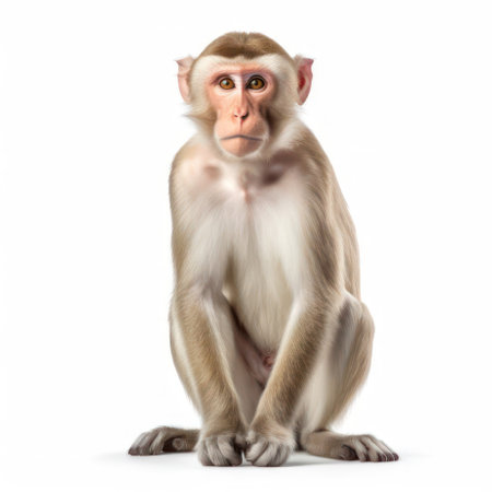 Rhesus monkey isolated on white AI Generatedの素材