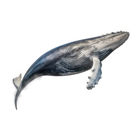 Humpback whale isolated on white AI Generatedの素材