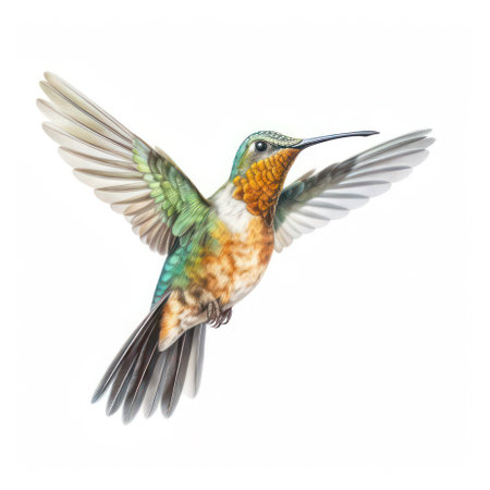 Hummingbird isolated on white AI Generatedの素材