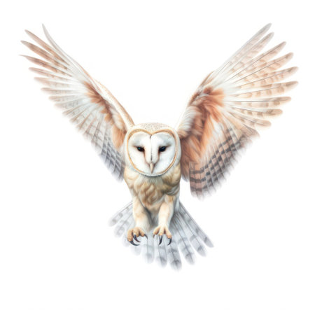Barn owl isolated on white AI Generatedの素材