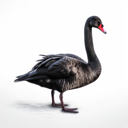 Black swan isolated on white AI Generatedの素材