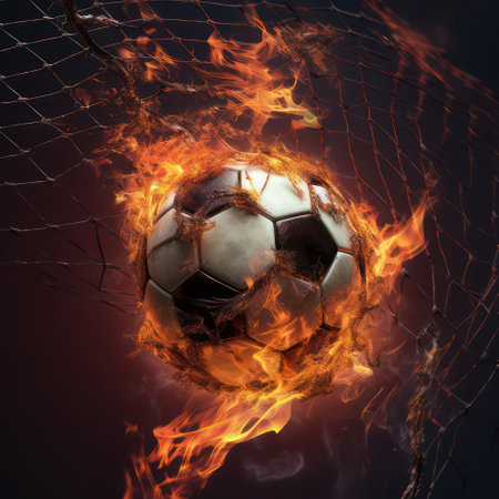 Soccer ball in flames AI Generatedの素材