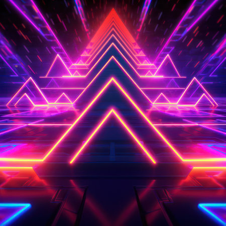 Neon lights background AI Generatedの素材