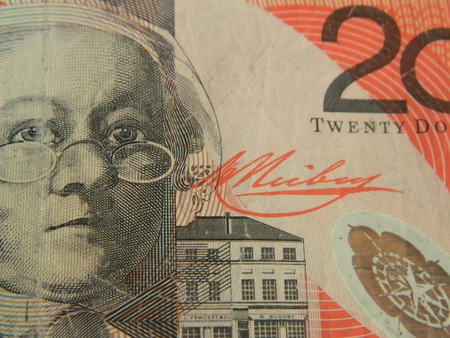 Close up of an Australian 20 dollar note