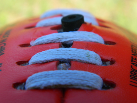 Close up of an Australian rules footballの写真素材