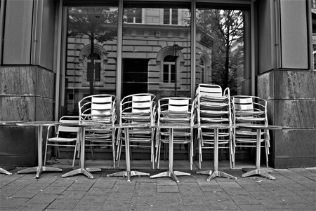 The stacked chairsの写真素材