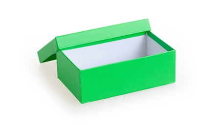 green carton box viewed from top/sideの写真素材