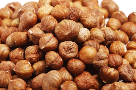 Large amount of hazelnuts on a pile