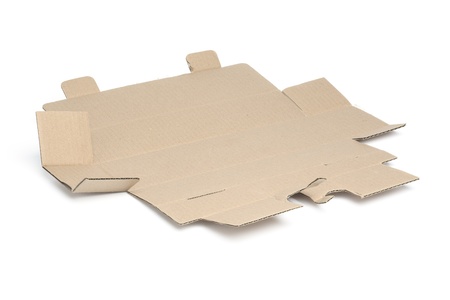 Cardboard box, open, isolated on whiteの写真素材