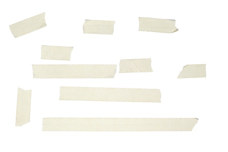 Different length of white adhesive tapes, isolated on white backgroundの写真素材