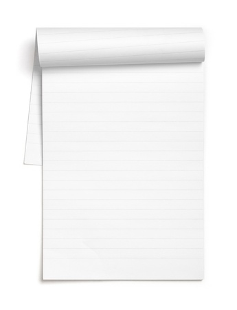 Open and blank pages of a notebook/notepad, isolated on white background.の写真素材