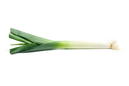 Isolated leek or field garlic on white background.