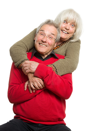 Happy Senior Couple - Isolated on Whiteの写真素材