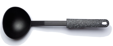 Plastic Soup Ladle. Part of a series of kitchen utensils. Isolated on white background.の写真素材