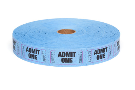 Series of Admit One Entry Tickets, Roll, Isolated on White Backgroundの写真素材