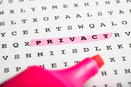 Puzzle, riddle letter grid with text marker - word Newsletter marked in yellow.の写真素材