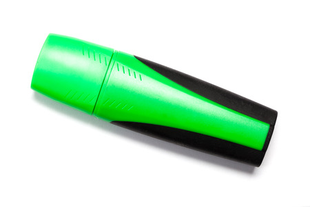 Green felt tip marker pens. Cutout, isolated on white background.の写真素材