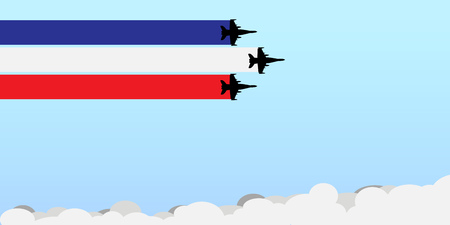 Banner for national holiday celebration with blue white and red flag colors for USA on July 4 as Independence Day or France on July 14 as Bastille Dayのイラスト素材