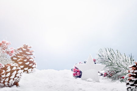 Christmas decoration greeting card banner imageの写真素材