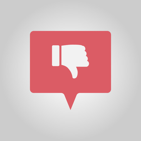 Hand showing thumbs down for unhappy user, red social media popup notification message window iconのイラスト素材