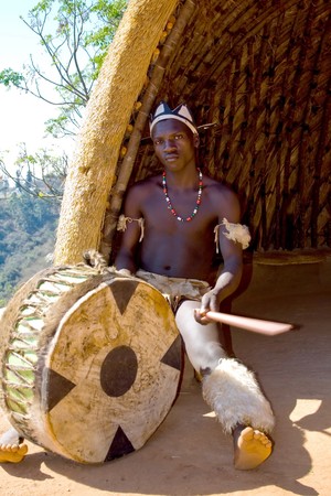 african zulu drum playerの写真素材