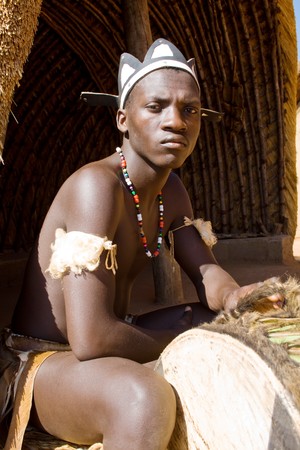 african zulu drum playerの写真素材