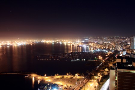 harbor city nightの写真素材