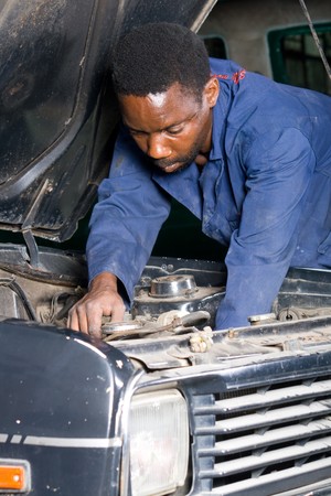 mechanic working on a vehicleの写真素材