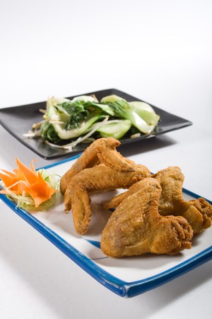 chinese style deep fried chicken wingsの写真素材