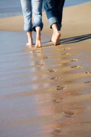 footprints in the sandの写真素材